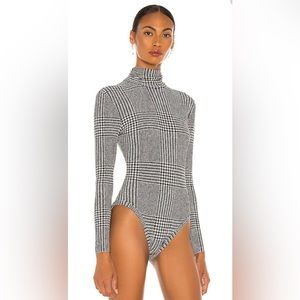 Norma Kamali Glenn Plaid Turtle Bodysuit small